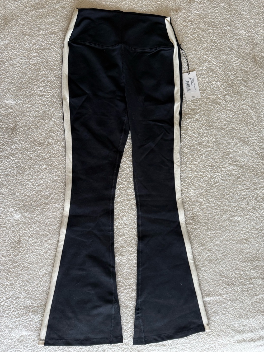 Split59 Raquel Black Flare Leggings with White Side Stripe